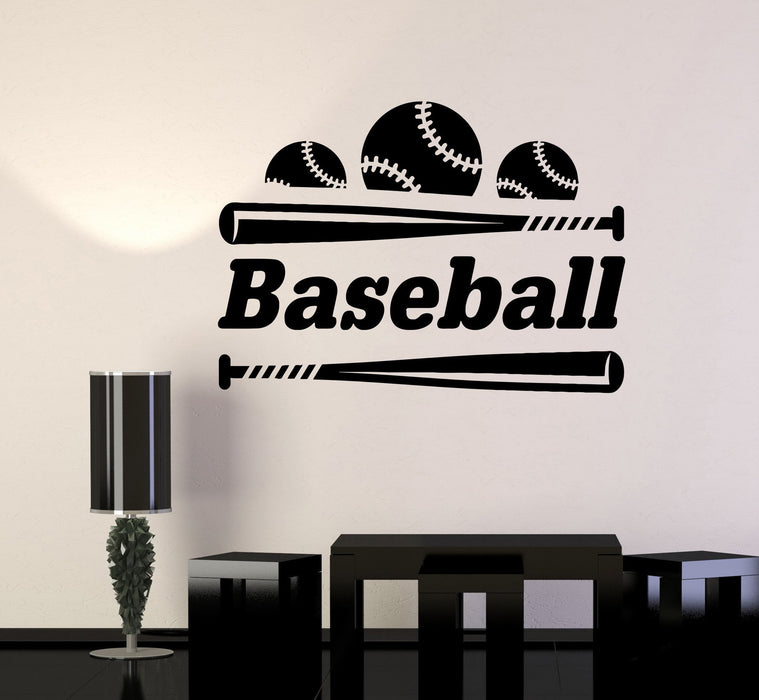 Vinyl Wall Decal Baseball Bat Ball Word Sports Room Stickers Mural Unique Gift (431ig)