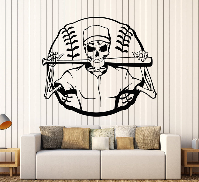 Autocollant mural en vinyle squelette baseball balle sports autocollants mural cadeau unique (ig4486)