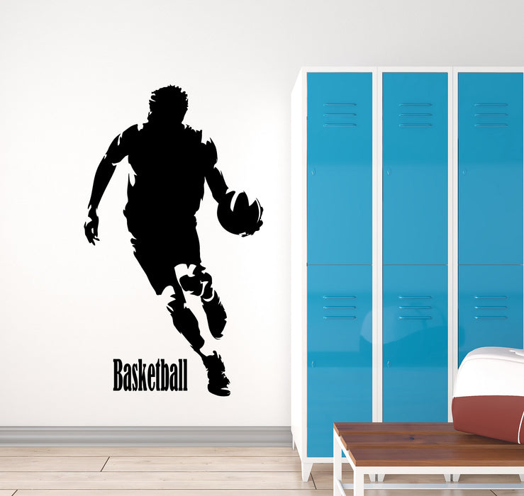 Vinyl Wall Decal Basketball Silhouette Game Player Sport Ball Stickers (3237ig)