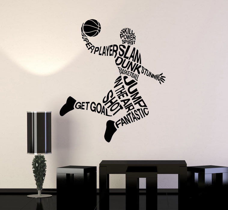 Vinyl Wall Decal Basketball Player Words Sports Art Stickers Mural Unique Gift (ig4936)