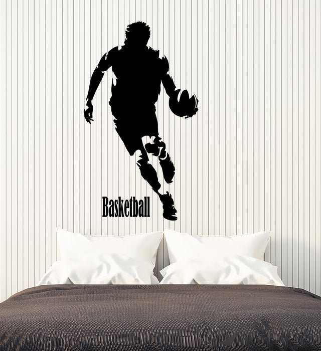 Vinyl Wall Decal Basketball Silhouette Game Player Sport Ball Stickers (3237ig)