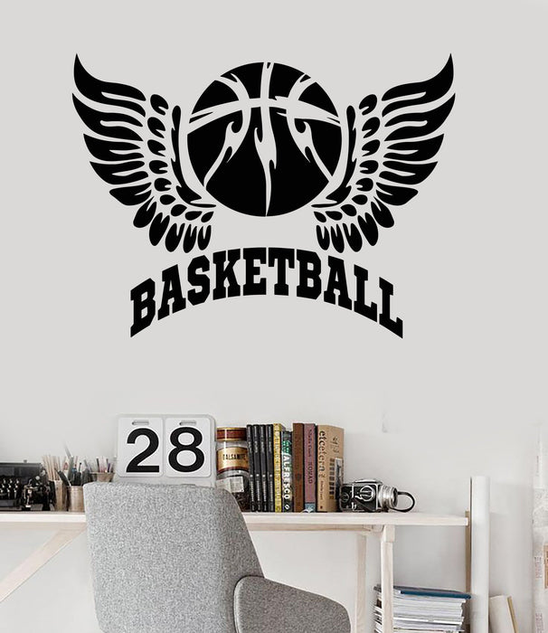 Vinyl Wall Decal Basketball Wings Ball Boy Room Sports Stickers Unique Gift (ig3966)