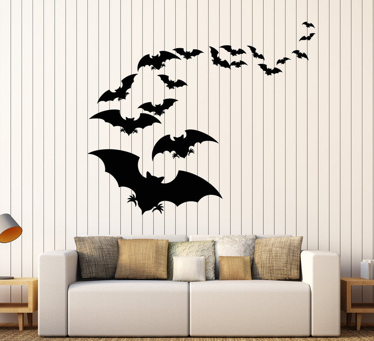 Vinyl Wall Decal Flock of Bats Halloween Animals Stickers Unique Gift (1892ig)