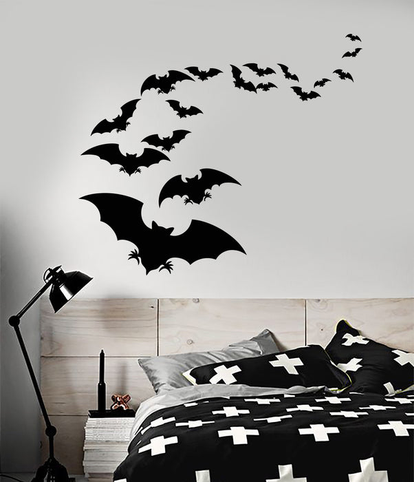 Vinyl Wall Decal Flock of Bats Halloween Animals Stickers Unique Gift (1892ig)