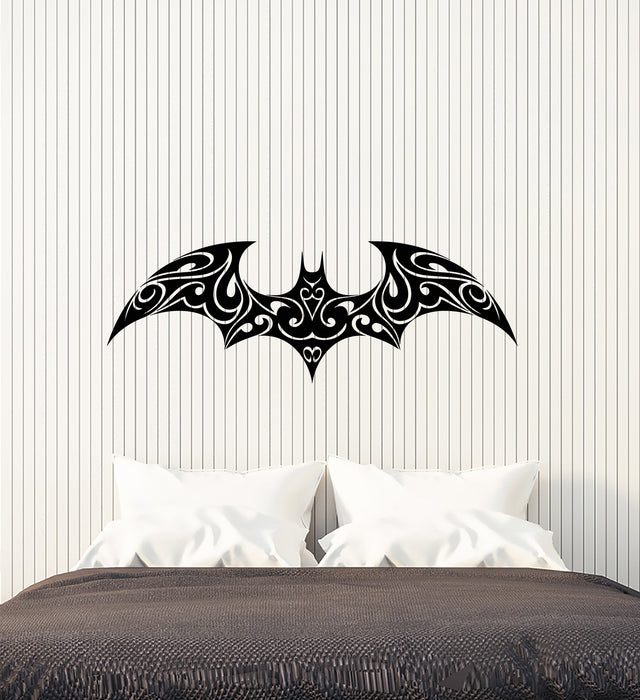 Vinyl Wall Decal Gothic Bat Ornament Halloween Animal Style Stickers (3758ig)