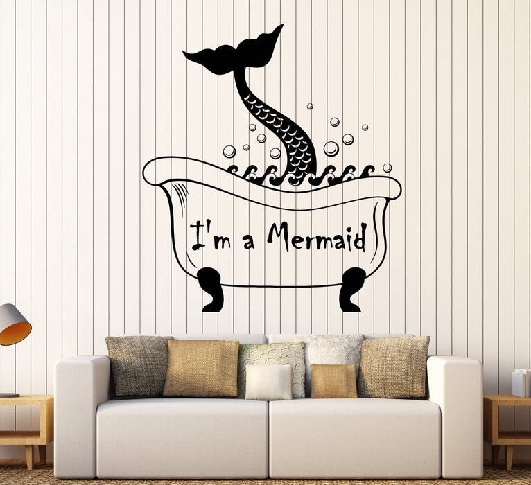 Vinyl Wall Decal Mermaid Tail Vintage Bath Style Funny Quote Stickers Unique Gift (1874ig)