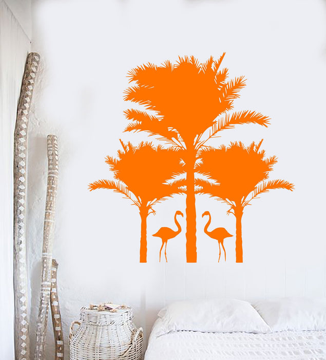 Vinyl Wall Decal Palm Tropical Tree Bird Nature Flamingo Beach Stickers Unique Gift (661ig)