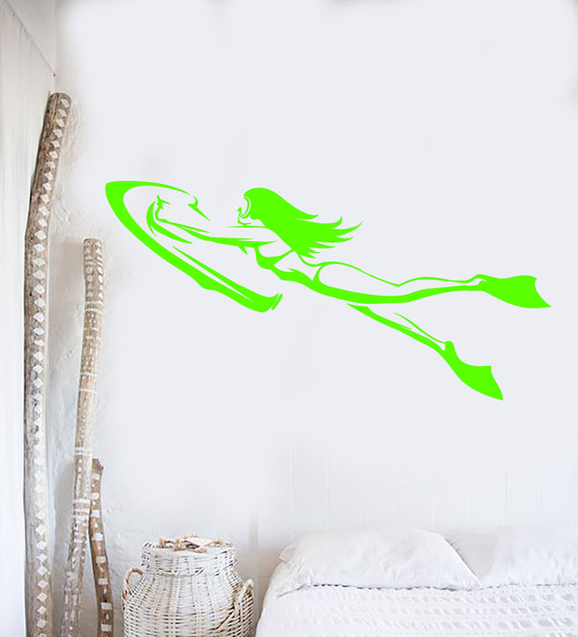 Vinyl Wall Decal Underwater Scooter Diving Girl In Swimsuit Stickers Unique Gift (1492ig)