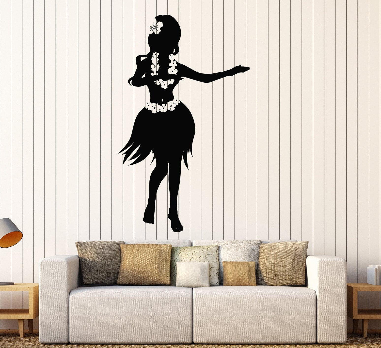 Hawaii Sticker Female Vinyl Wall Decal Hawaiian Girl Sea Beach Style Dancing Stickers Unique ...