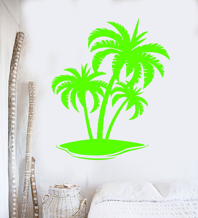 Vinyl Wall Decal Palm Tree Island Beach Style Nature Holiday Stickers Unique Gift (799ig)