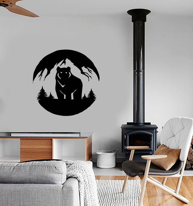 Vinyl Wall Decal Mountain Landscape Grizzly Bear Forest Predator Stickers (3956ig)