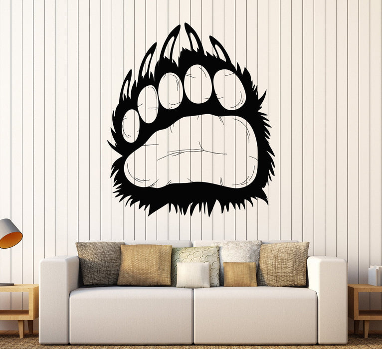 Виниловая наклейка на стену медведь гризли животное хищник отпечатки лап когти наклейки уникальный подарок (809ig)