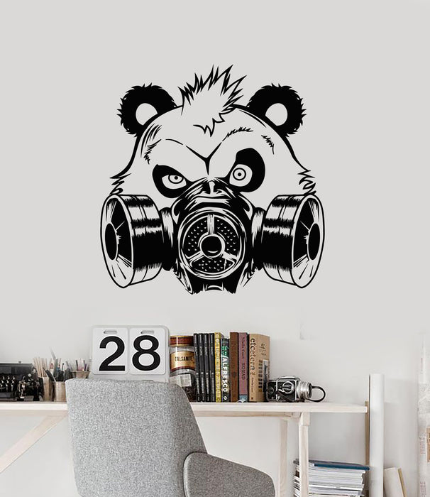 Vinyl Wall Decal Bear Panda Head In Gas Mask Teen Room Decoration Stickers (3222ig)