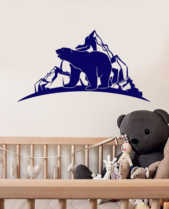Vinyl Wall Decal Polar Bear Mountains Animal Nursery Decor Stickers (3080ig)