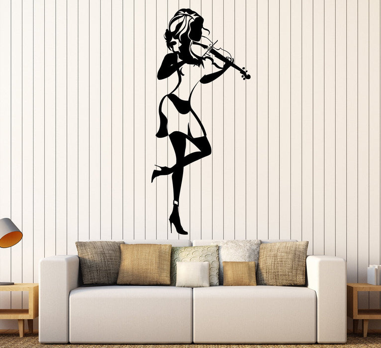 Vinyl Wall Decal Beautiful Violinist Girl Violin Music Musical Stickers Unique Gift (ig4518)