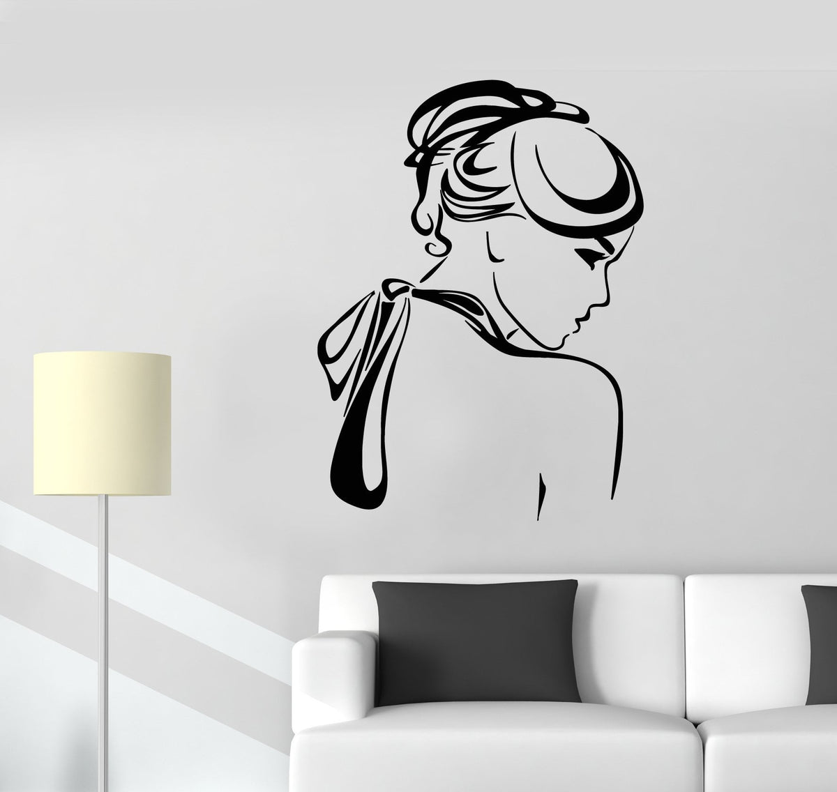 Lady Decals Vinyl Wall Decal Elegant Beautiful Lady In Dress Back Girl Hairstyle S ...