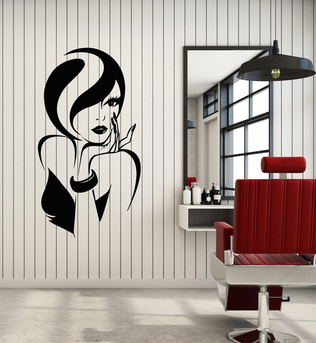 Виниловые наклейки на стену Красивая девушка Макияж Мода Модель Наклейки (2798ig)