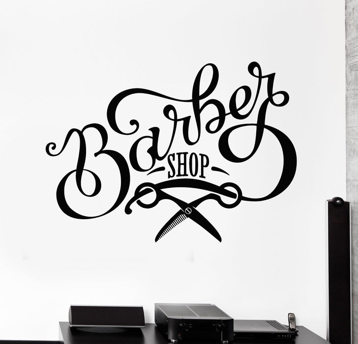 Vinyl Wall Decal Barbershop Scissors Signboard Beauty Hair Salon Stickers Unique Gift (1456ig)