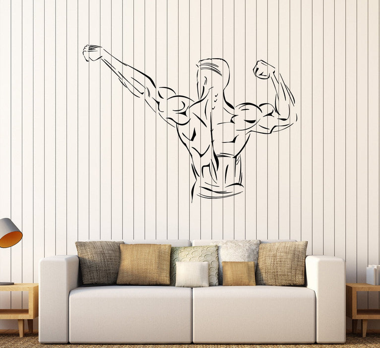 Vinyl Wall Decal Muscles Bodybuilder Fitness Gym Stickers Mural Unique Gift (388ig)