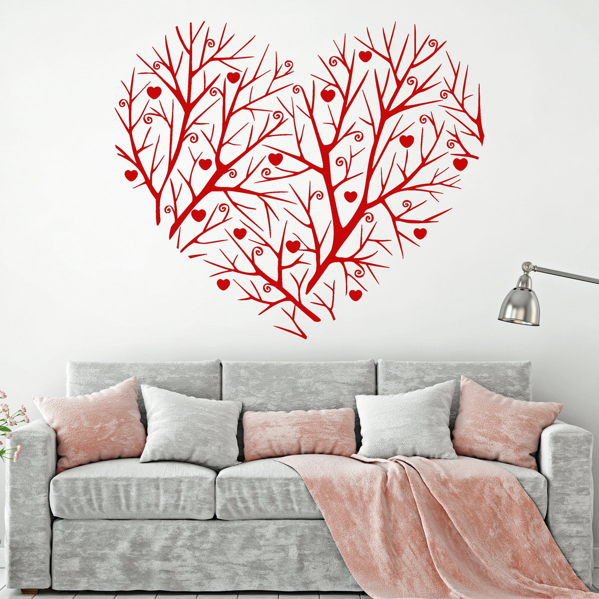 Vinyl Wall Decal Heart Love Tree Beautiful Branch Romance Stickers Uni ...