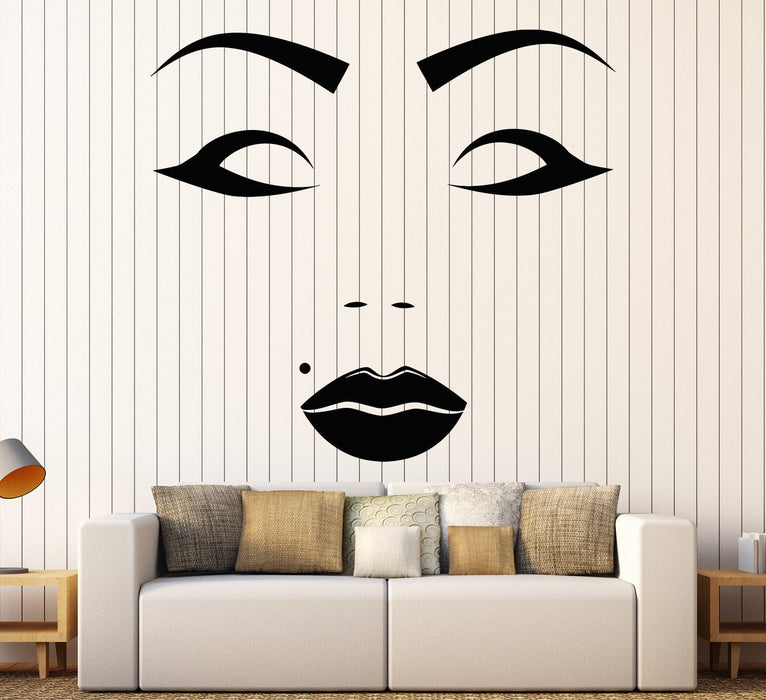 Vinyl Wall Decal Beautiful Female Face Beauty Spot Salon Makeup Stickers Unique Gift (1222ig)