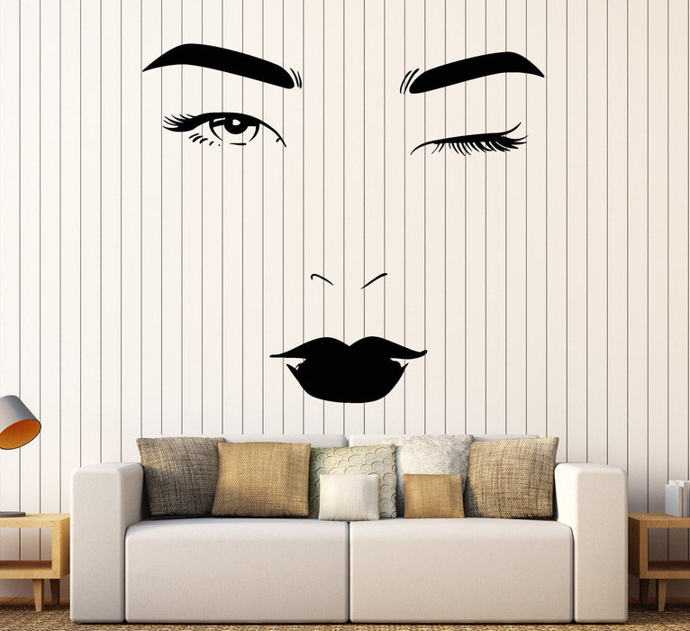 Autocollant mural en vinyle Beauté Visage Spa Salon Mode Femme Autocollants Cadeau unique (ig4512)