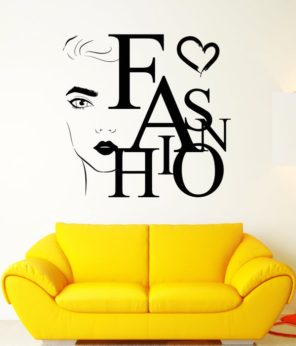 Vinyl Wall Decal Beauty Fashion Word Girl Face Salon Makeup Stickers Unique Gift (1866ig)