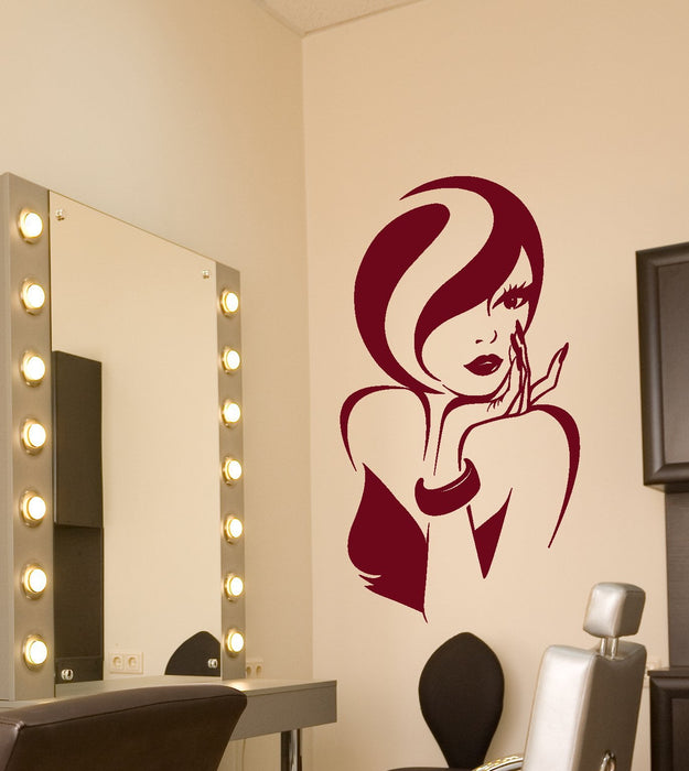 Виниловые наклейки на стену Красивая девушка Макияж Мода Модель Наклейки (2798ig)