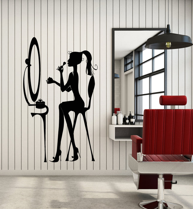 Vinyl Wall Decal Girl Room Decor Beauty Salon Dressing Table Stickers (3916ig)