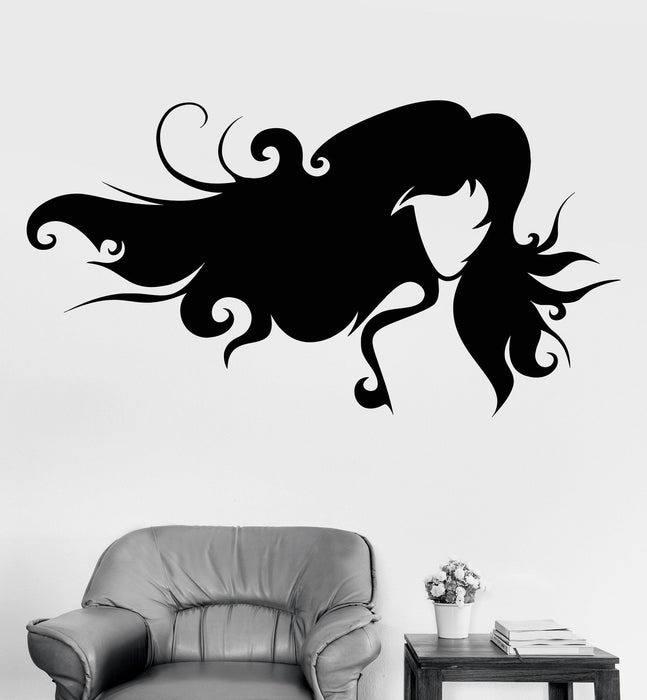 Vinyl Wall Decal Long Hair Barber Beauty Salon Hairdresser Stickers Unique Gift (862ig)