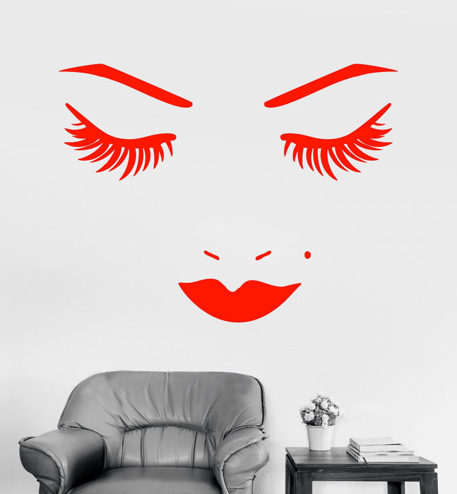Vinyl Wall Decal Female Sexy Face Lips Eyelash Beauty Salon Makeup Stickers Unique Gift (898ig)