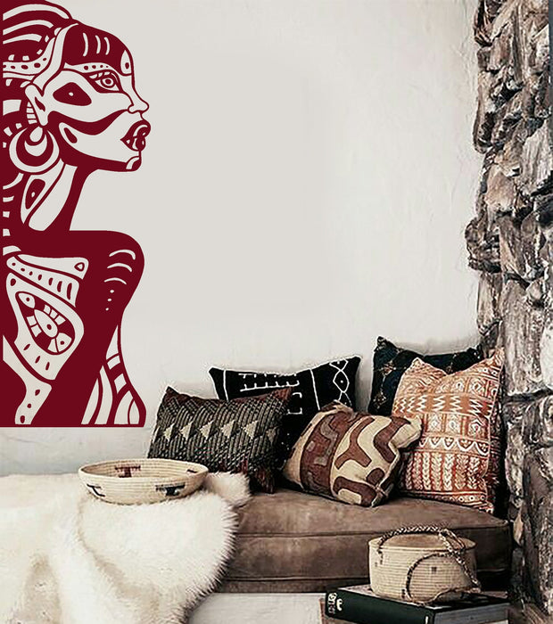 Vinyl Wall Decal Ethnic African Woman Decor Black Lady Stickers Unique Gift (757ig)