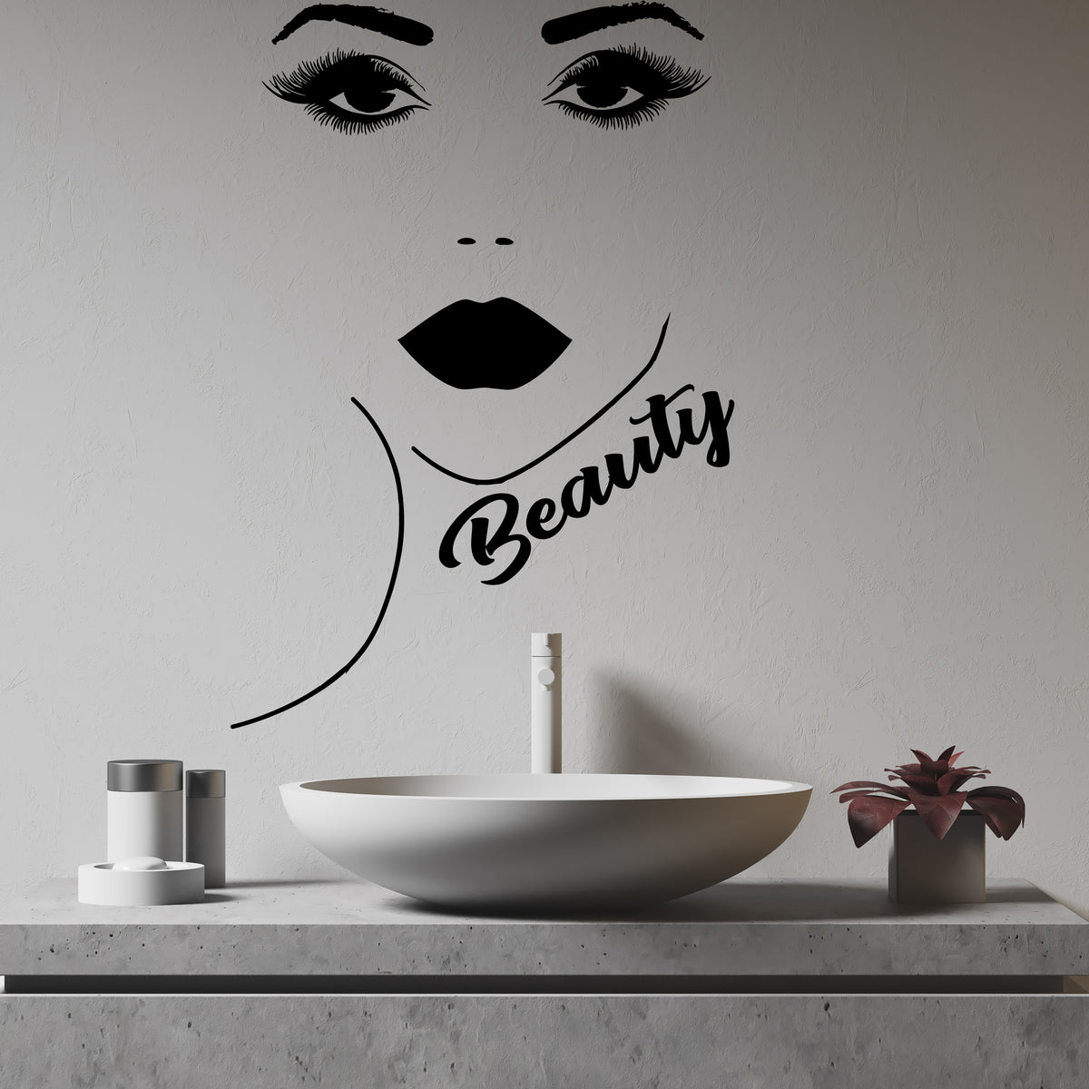Vinyl Wall Decal Beauty Salon Logo Makeup Girl Face Lips Eyelashes Sti — Wallstickers4you 