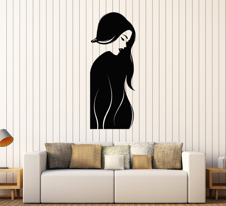 Vinyl Wall Decal Beauty Salon Woman Long Hair Barbershop Stickers Unique Gift (358ig)