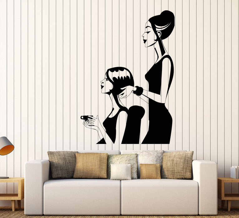 Виниловые наклейки на стену Салон красоты Парикмахерская Девушки Парикмахерская Прическа Наклейки Уникальный подарок (1543ig)