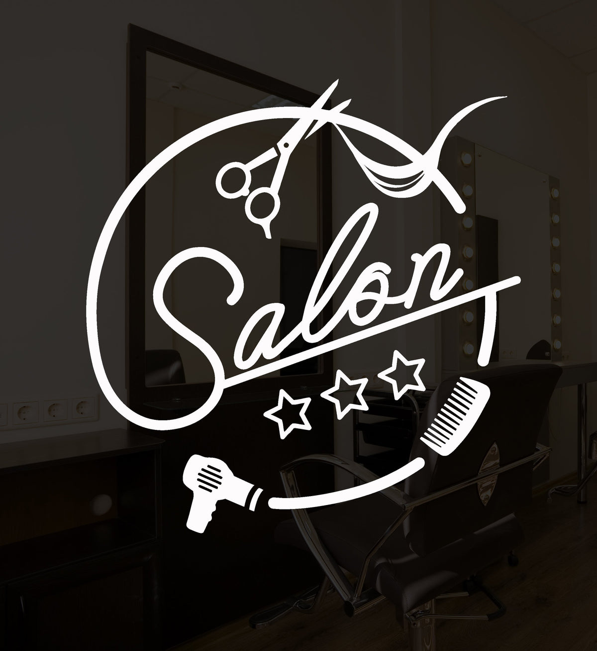 Vinyl Wall Decal Beauty Hair Salon Logo Scissors Hairbrush Stickers (2 ...