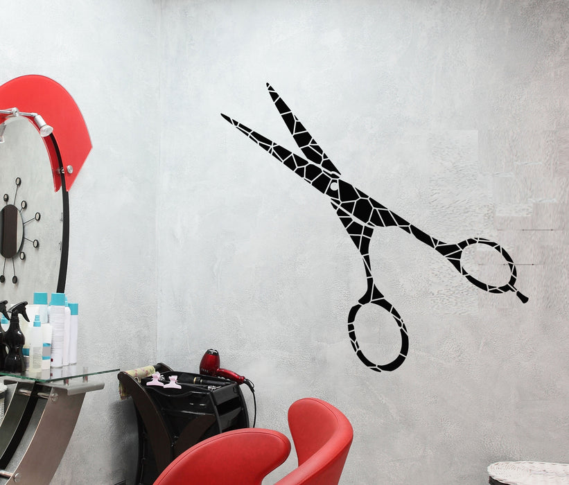 Виниловые наклейки на стену Art Scissors Beauty Hair Salon Парикмахерские наклейки (2961ig)