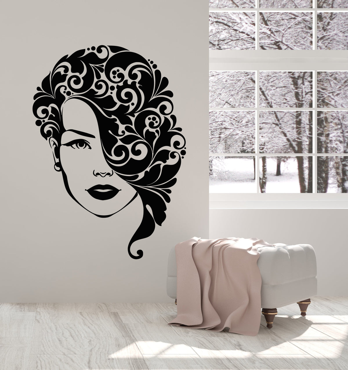 Vinyl Wall Decal Beauty Hair Salon Art Girl Hairstyle Face Stickers 2 — Wallstickers4you 