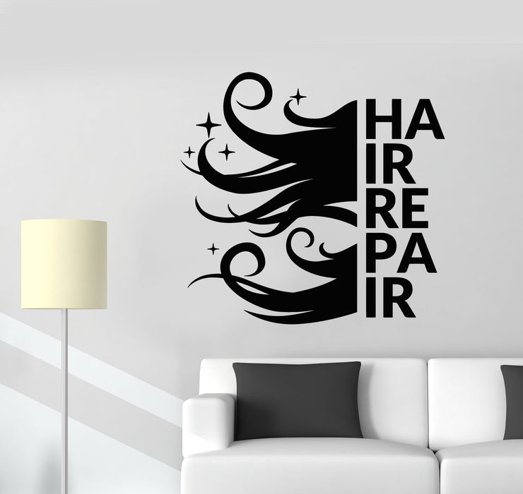 Vinyl Wall Decal Beauty Hair Repair Salon Logo For Barber Stickers (3073ig)