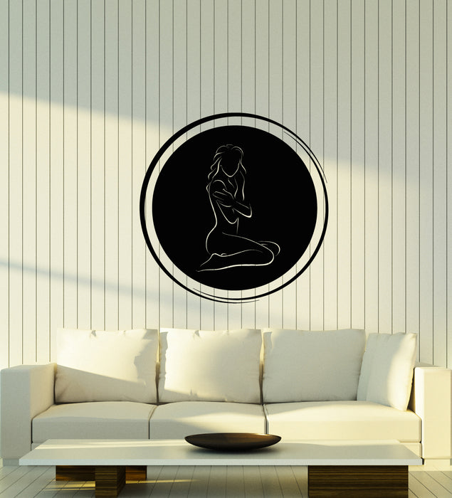 Vinyl Wall Decal Circle Enso Naked Girl Sexy Body SPA Massage Stickers (3702ig)