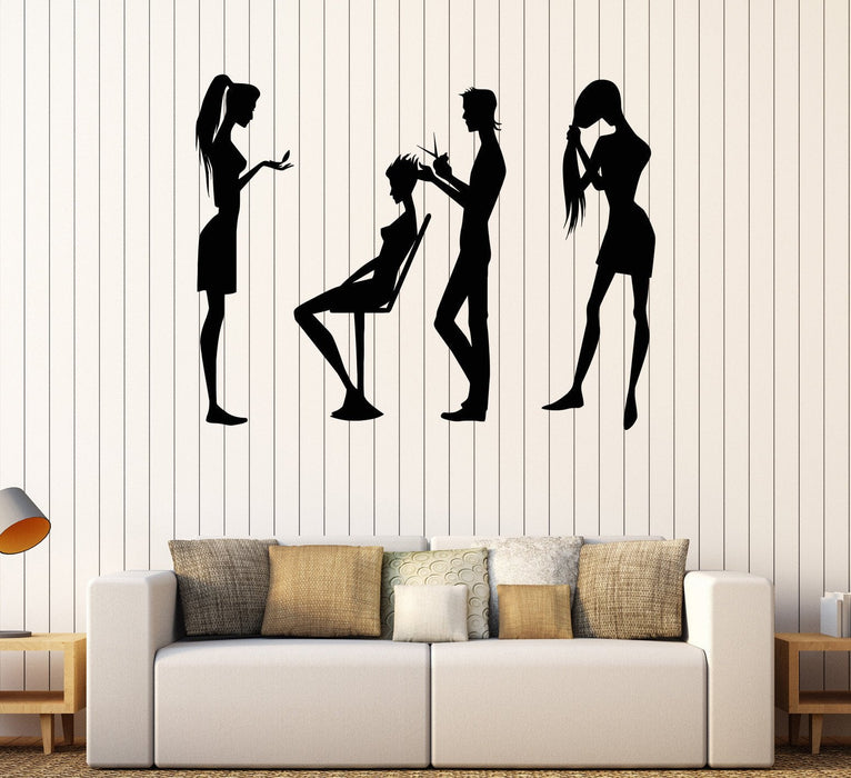 Vinyl Wall Decal Hair Salon Barbershop Hairdresser Beauty Spa Stylist Stickers Unique Gift (057ig)