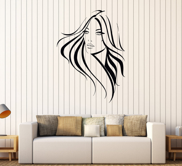 Vinyl Wall Decal Pretty Woman Beauty Salon Hair Stylist Hairstyle Stickers Unique Gift (084ig)