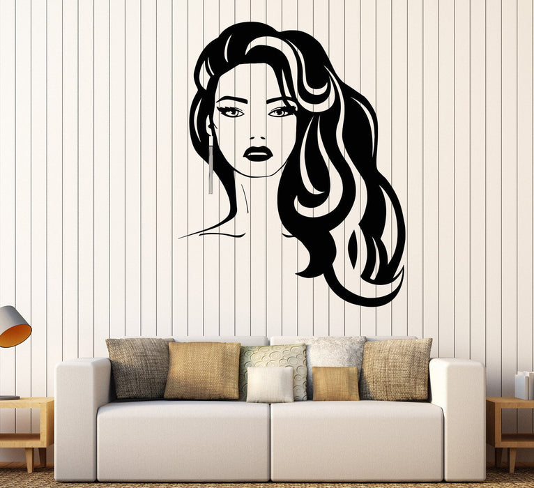 Vinyl Wall Decal Beauty Hairdressing Salon Fashion Girl Hair Stylist Stickers Unique Gift (1037ig)