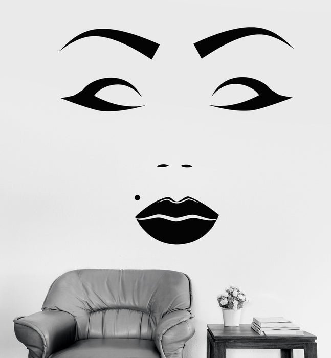 Vinyl Wall Decal Beautiful Female Face Beauty Spot Salon Makeup Stickers Unique Gift (1222ig)