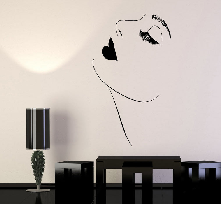 Vinyl Wall Decal Beautiful Girl Model Sexy Lips Makeup Eyelashes Stickers Unique Gift (1418ig)