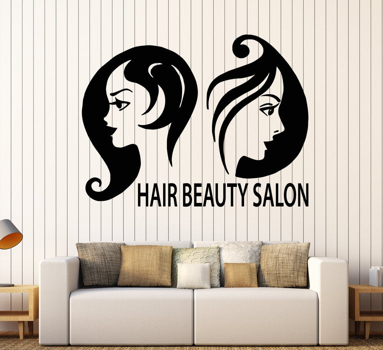 Vinyl Wall Decal Hair Beauty Salon Girl Face Signboard Barbershop Stickers Unique Gift (1929ig)
