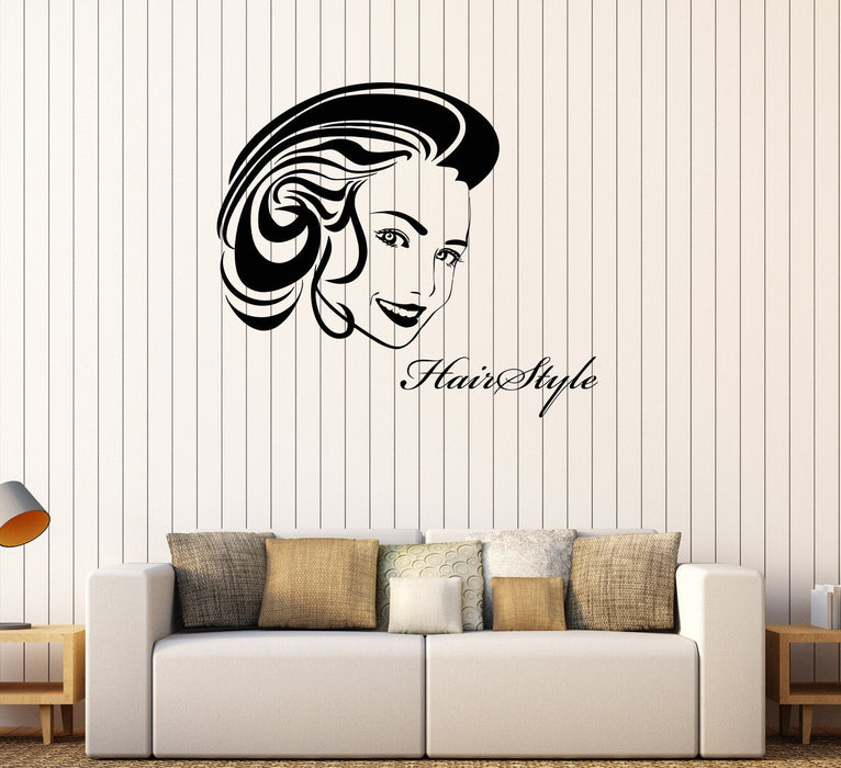 Vinyl Wall Decal Hair Salon Woman Hairstyle Barbershop Hairdresser Stickers Unique Gift (459ig)