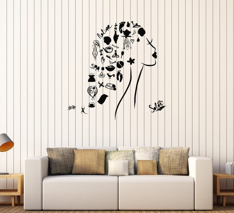Vinyl Wall Decal Spa Massage Woman Therapy Beauty Salon Stickers Mural Unique Gift (496ig)