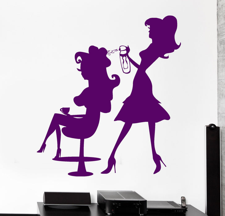 Vinyl Wall Decal Beauty Hair Salon Hairdresser Barber Woman Stickers Unique Gift (729ig)