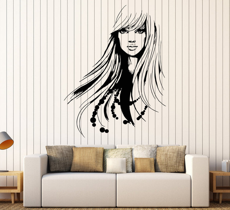 Vinyl Decal Wall Beauty Salon Fashion Girl Hairdresser Long Hair Stickers Unique Gift (903ig)